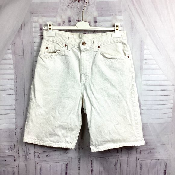Levi's 550 Vintage Orange Tab USA Made White Denim Shorts 31W